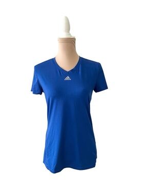 ADIDAS Women’s Bright Blue V-Neck Athletic Tee